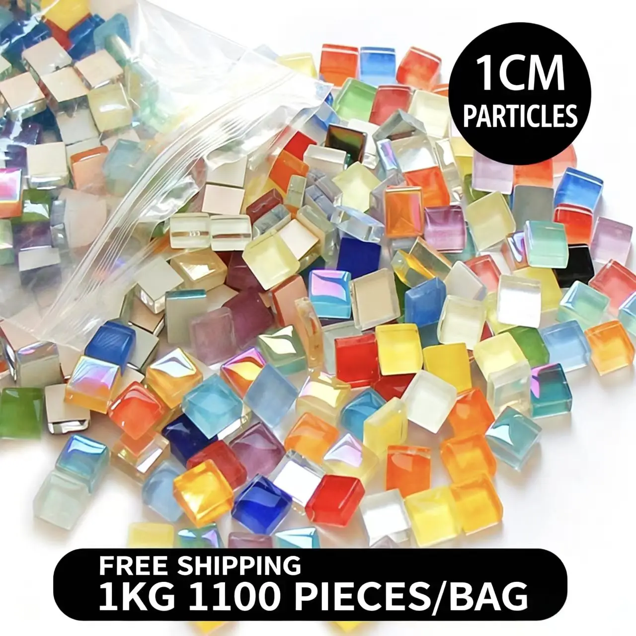 1kg Mosaic Crystal Glass Tiles Colorful Home DIY Craft Wall Art Creative Gift Decoration