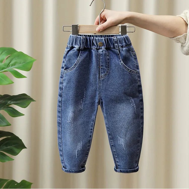Children's Jeans 2025 Spring and Autumn New Children's Slim-fitting Pants Medium and Children's Versatile Foreign Casual Pants