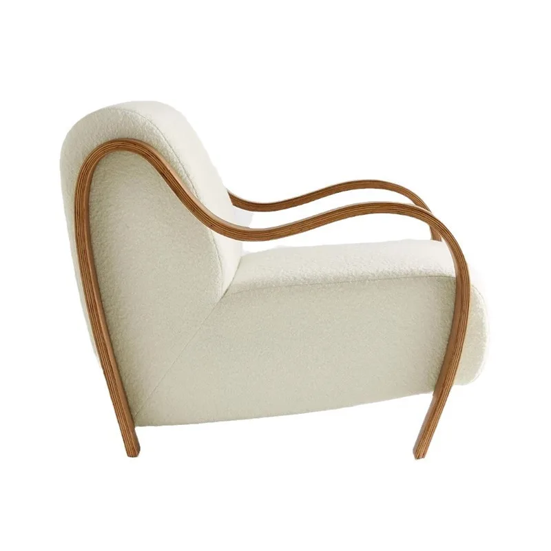 

Simple cream style, love armrest single chair, living room balcony lamb wool sofa chair