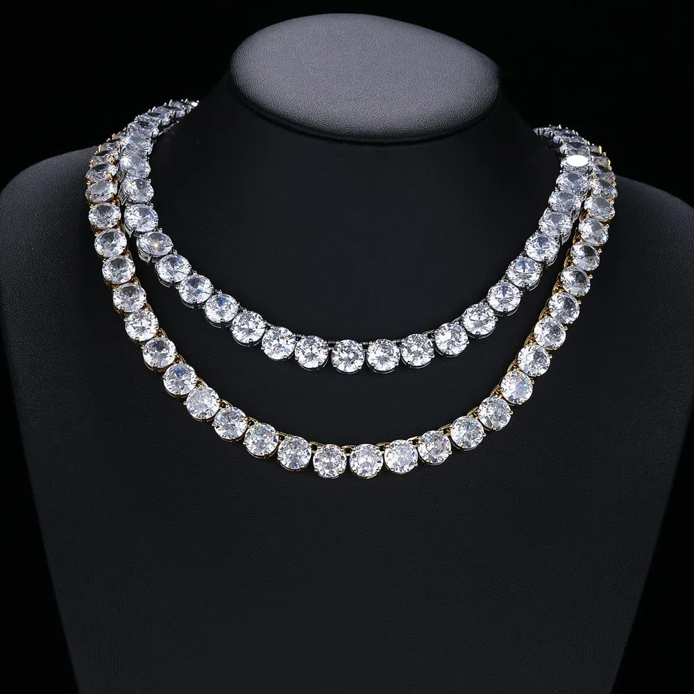 10mm Full Pave Tennis Chain Necklace Men Copper CZ Zircon Iced Out Hip Hop Chunky Chain Streetwear Rapper Jewelry