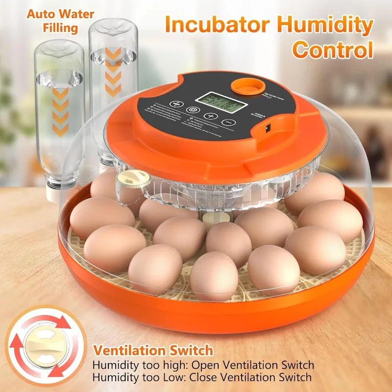 

18 Egg Incubator With Automatic Egg Turning And Humidity Control, Incubators For Hatching Eggs, Chicken, Ducks, Goose, Pigeon, Q