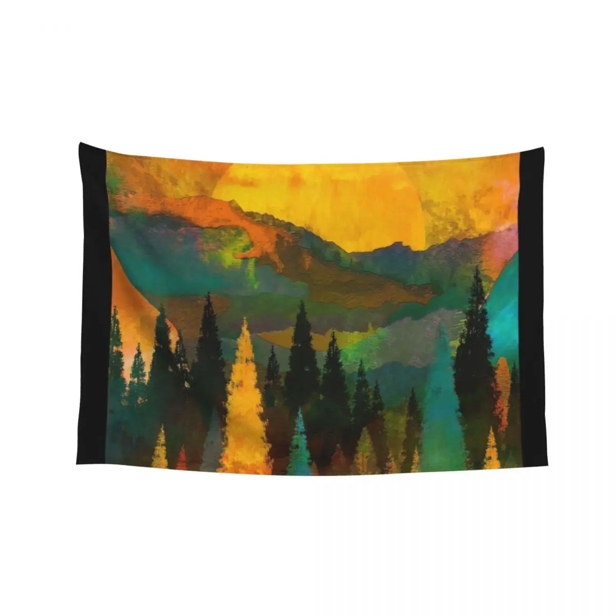 

Abstract Tree and Mountain Mixed Media Tapestry Mushroom Home Decorations Wall Hanging Wall Tapestry