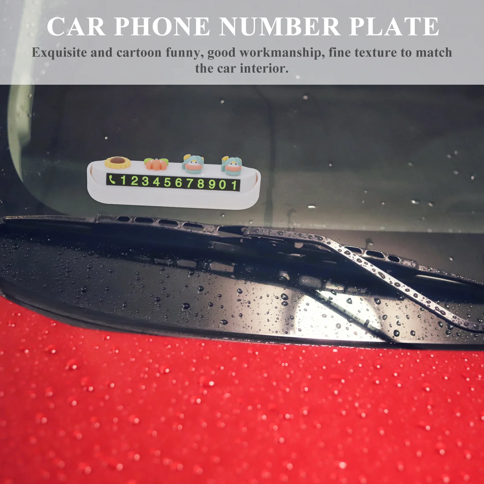 

Creative Cartoon Car Temporary Parking Card License Plate Phone Car Ornament Sunscreen High Temperature Resistant