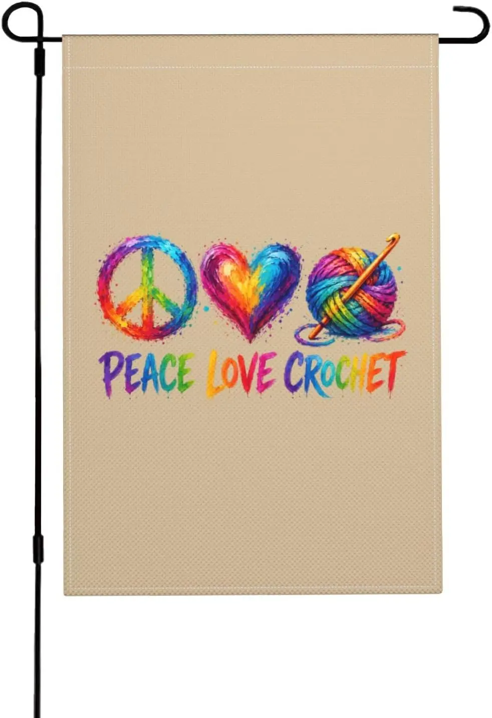 Peace Love Crochet 12x18 Inch Garden Flag Outdoor Decorative Yard Decor2 yyi