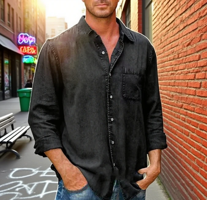 

Рубашка в стиле ретро, новая мужская рубашка с длинными рукавами и карманами с лацканами, мужская рубашка, повседневная однобортная рубашка, мужская рубашка большого размера для рыбалки