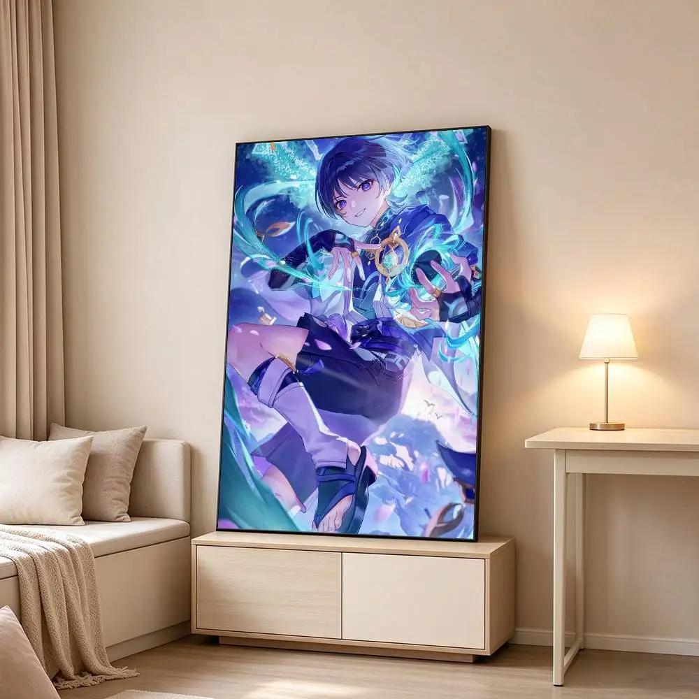Genshin Impact Wanderer-R  Poster Waterproof Wall Art Sticker For Bar Living Room Vintage Decor High Quality Print Gift