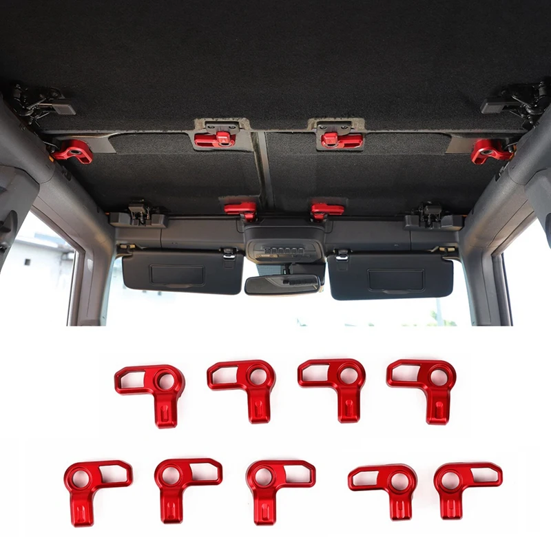 9PCS Removal Switch Handle Aluminum Panel Latch Lock Red For Ford Bronco 2021 2022 Accessories