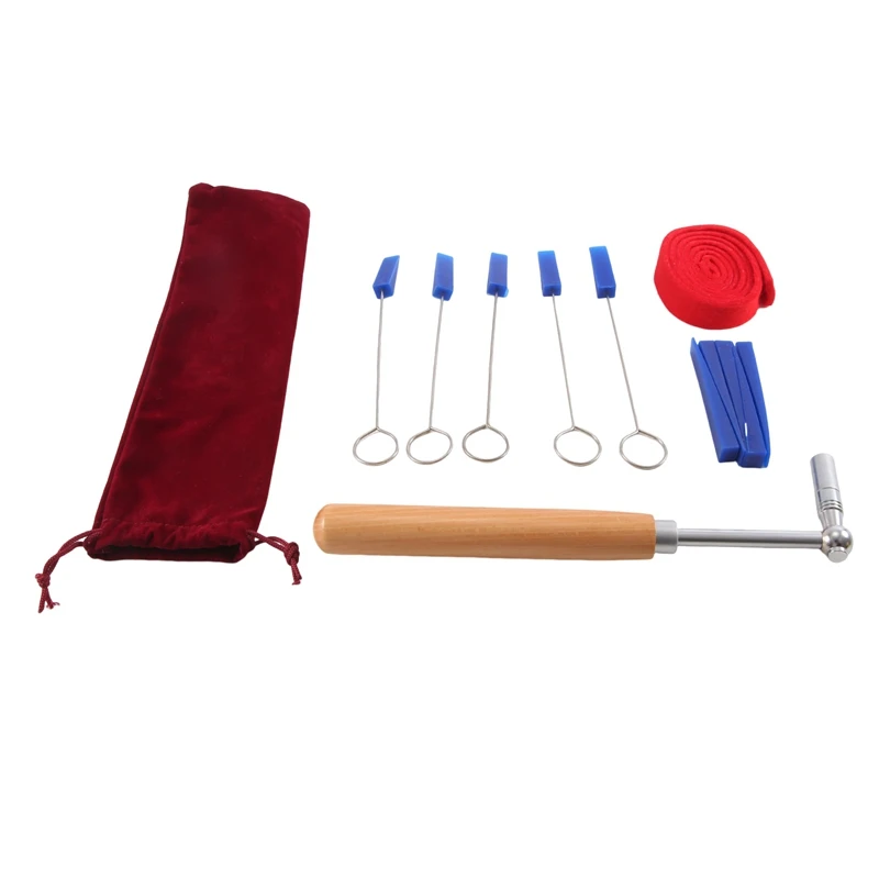 Piano Tuning Tools Kit +Tuning Wrench, Long Mute Felt, Rubber Mutes For Tuning Beginner,Professional Tuner Universal Wood+Metal