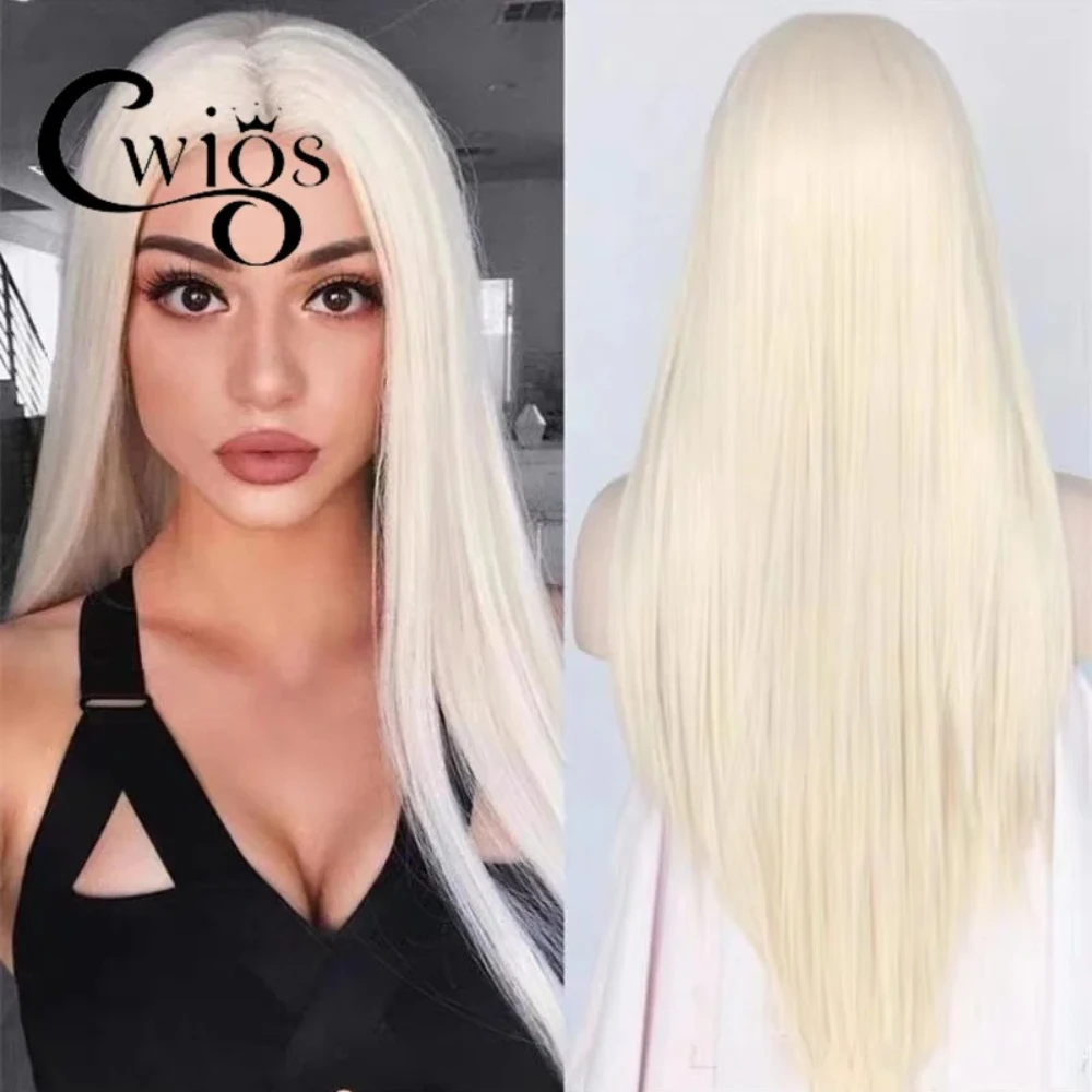 Cwigs High Quality 13*4 Free Part Pink Colored Princesse Hair Wig Silky Synthetic Lace Front Wigs for Cosplay Daily Drag Queen