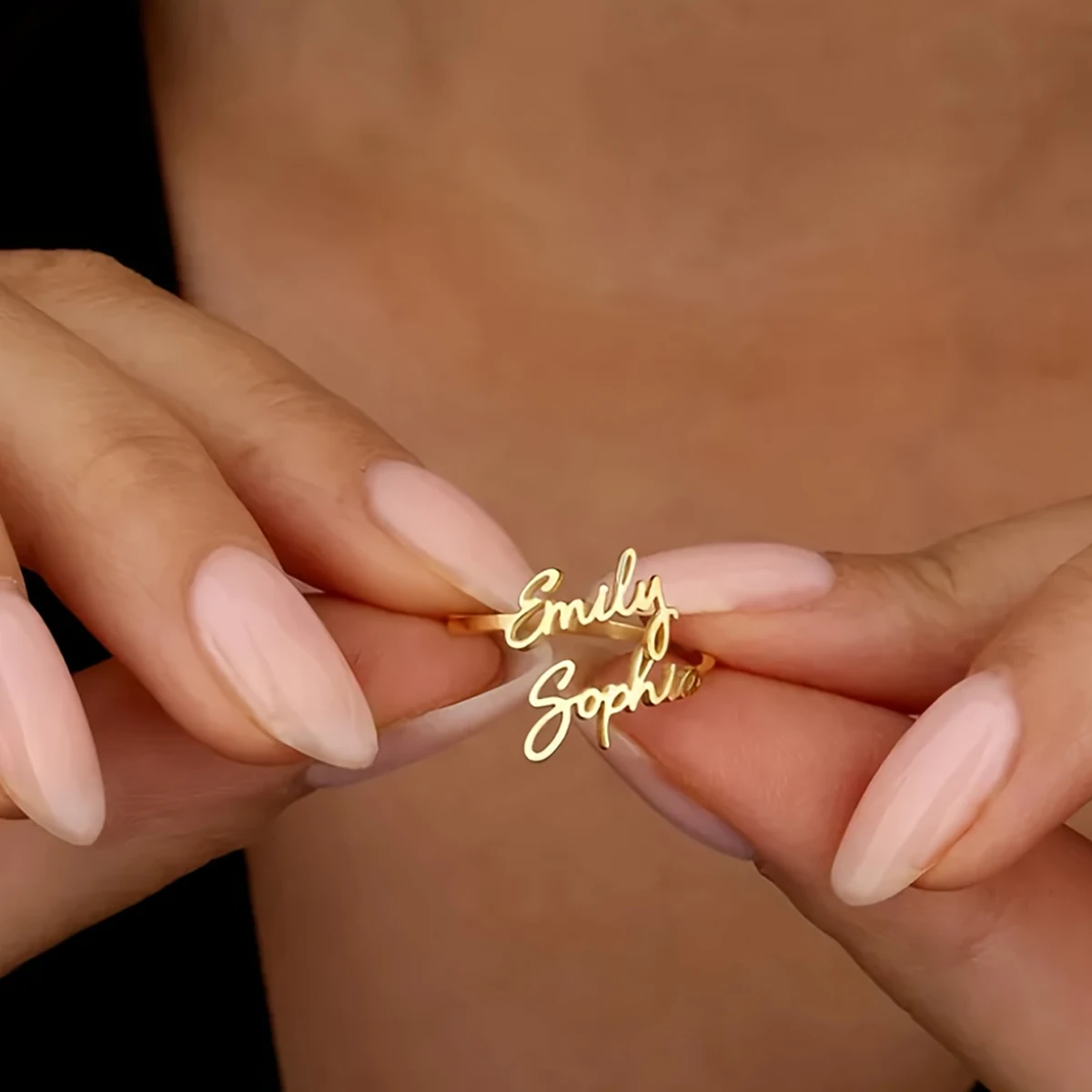 

Custom Double Name Rings for Women Personalized Opening Stainless Steel Ring Customized Two Name Letter Couple Wedding Jewelry