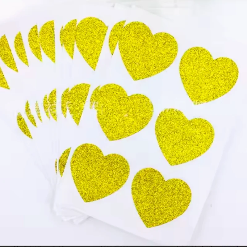 3.5cm Large Glitter Heart Star 4 sheets Self-Adhesive Sticker Craft Decals Kids Art Projects Classroom Rewards Party Decorations