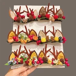 Creative Christmas Hair Clips for Girls Deer Ear Party Headbands Xmas Hats Shape Hair Clips Hairpin Antlers Festive Headdresses