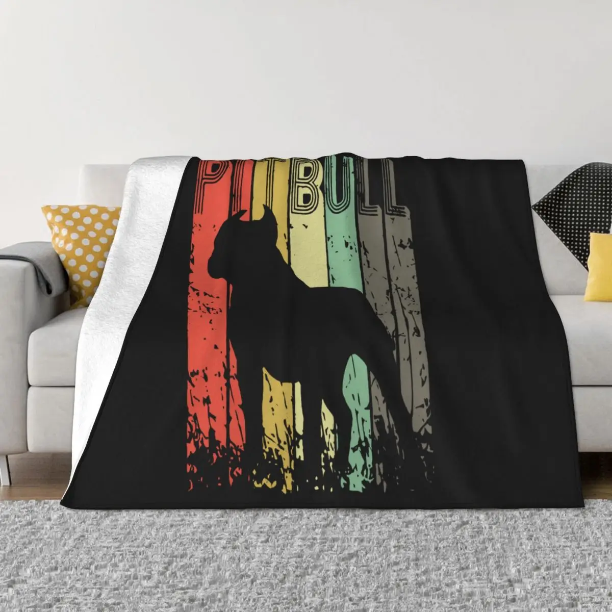 Pitbull Terrier Vintage Graphic Dog Owner Gift Adult Unisex More Colors Fitness Spring Throw Blanket