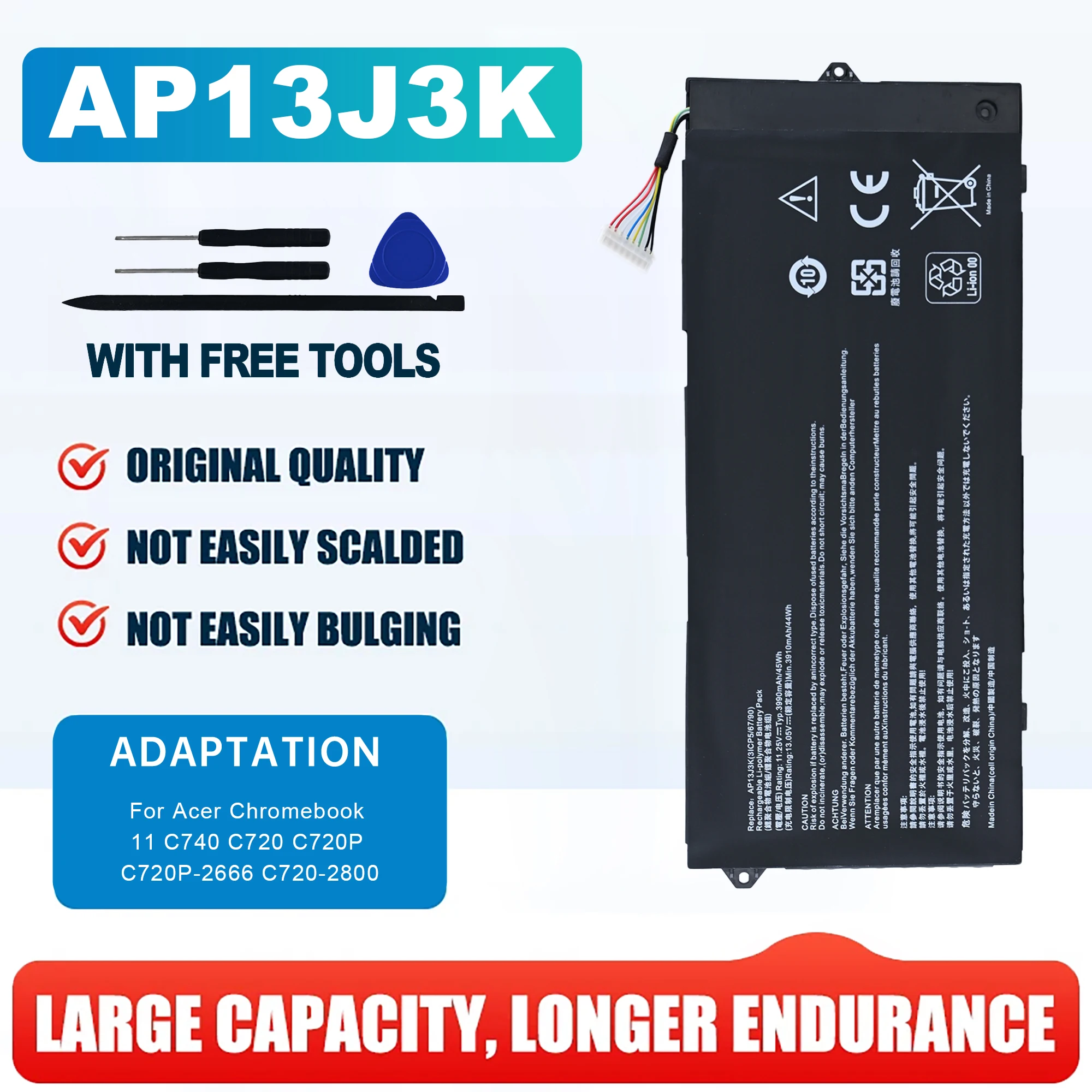 NEW Laptop Battery AP13J3K AP13J4K For Acer Chromebook C720 C720P 11 C740 11 C740-C3DY 11 C740-C4PE 14 CB3-431 KT00304001