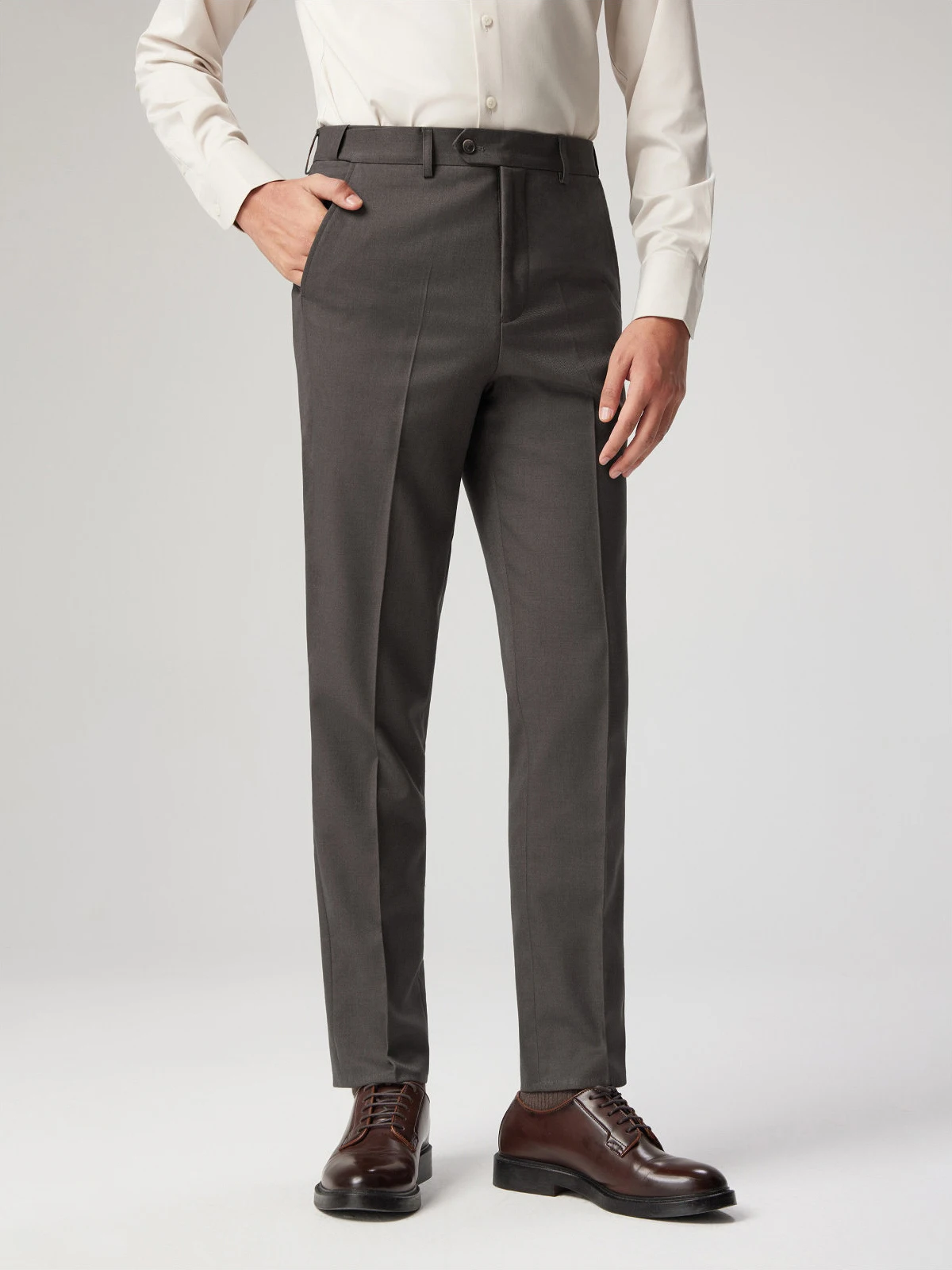 

Мужские брюки из 6% шерсти — коричневые классические брюки прямого кроя для деловых костюмов, профессиональная офисная одежда с драпировкой премиум-класса 38