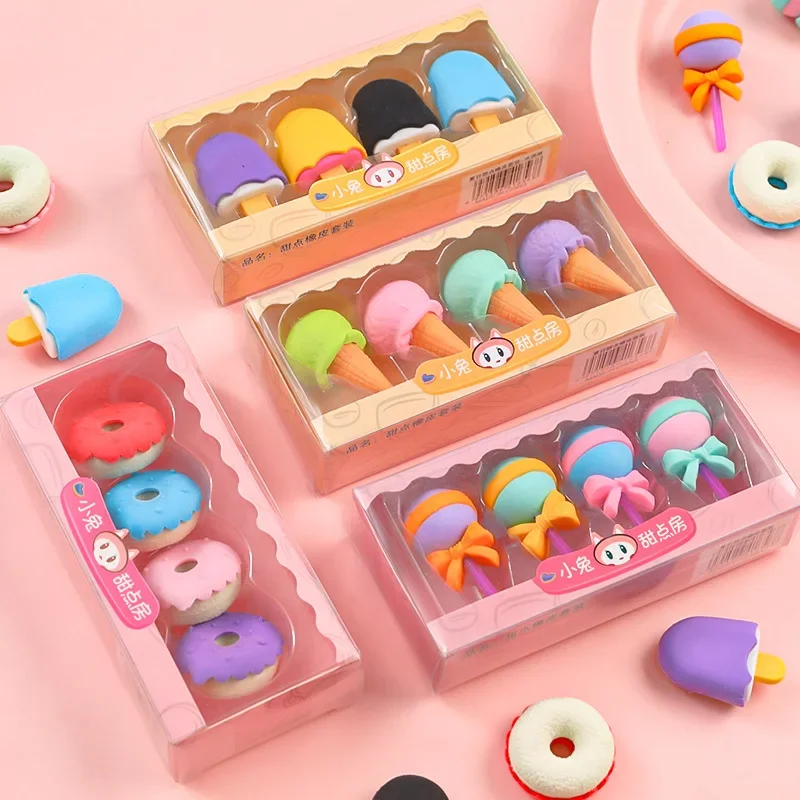 Children's Creative Eraser Student Cute Boxed Eraser Dessert Styling Pencil Eraser Stationery