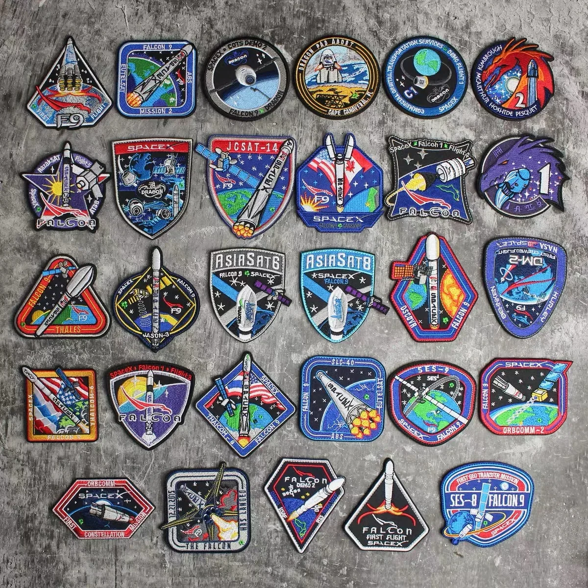 CRS Space Station Morale Badge Embroidery Hook and Loop Blue Rocket Embroidered Military Patches NASA Tactical Backpack Stickers