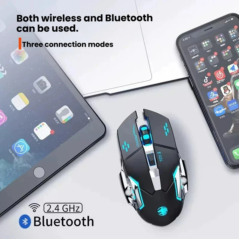 EWEADN Wireless Mouse Bluetooth Silent Mechanical Gaming Charging for Girls Laptop Dedicated