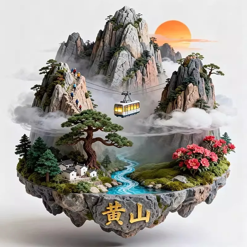 

China Metal Fridge Stickers Hangzhou Souvenirs Huangshan Tianjin Guilin Guangxi Wuhan Xi An Zhangjiajie Fridge Magnets Gifts