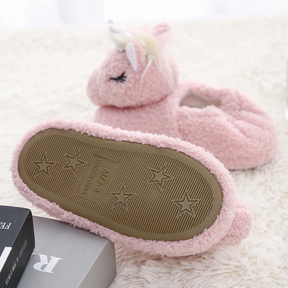 Fashion Toddler Girl Slippers for Boy Winter Baby Loafers Plush Warm Cartoon Soft Rubber Sole Child Home Shoes Indoor Footwear