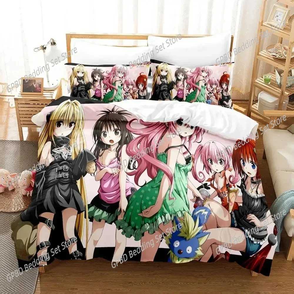 

3D Print Cartoons Yami To LOVE-Ru Bedding Set Duvet Cover Bed Set Quilt Cover Pillowcase Comforter king Queen Size Boys Adult