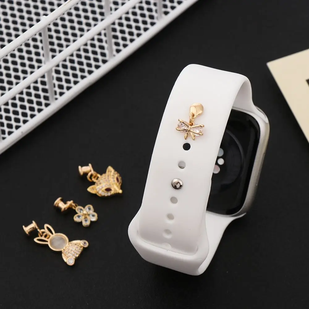 Interessanti chiodi in metallo Accessori con diamanti Ciondolo in silicone personalizzato per cinturino decorativo per Apple Watch