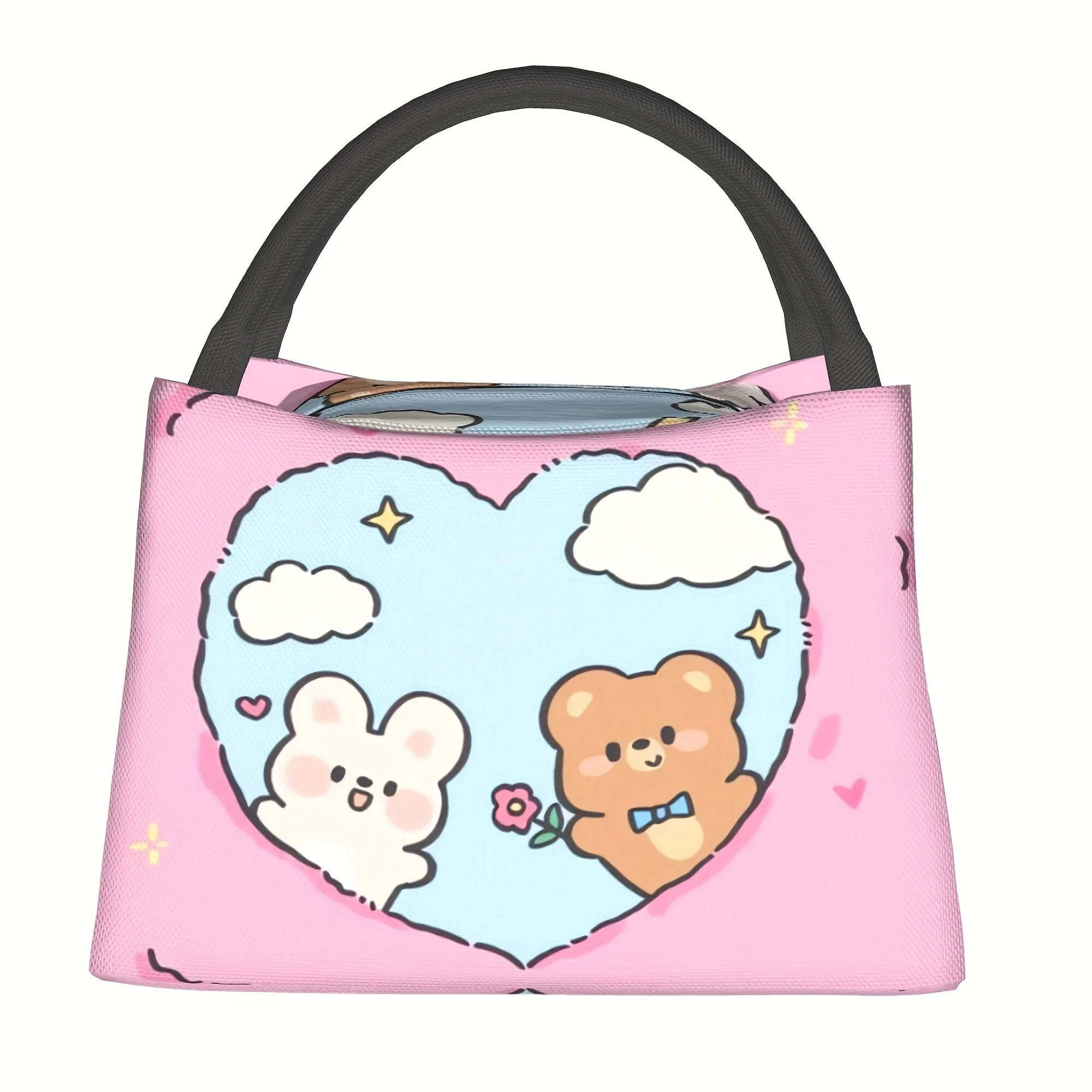 

1pc Cute Rabbit and Bear Pattern, Reusable Outdoor Portable Thermal Lunch Box, Lunch Bag, Bento Bag, Leak-proof