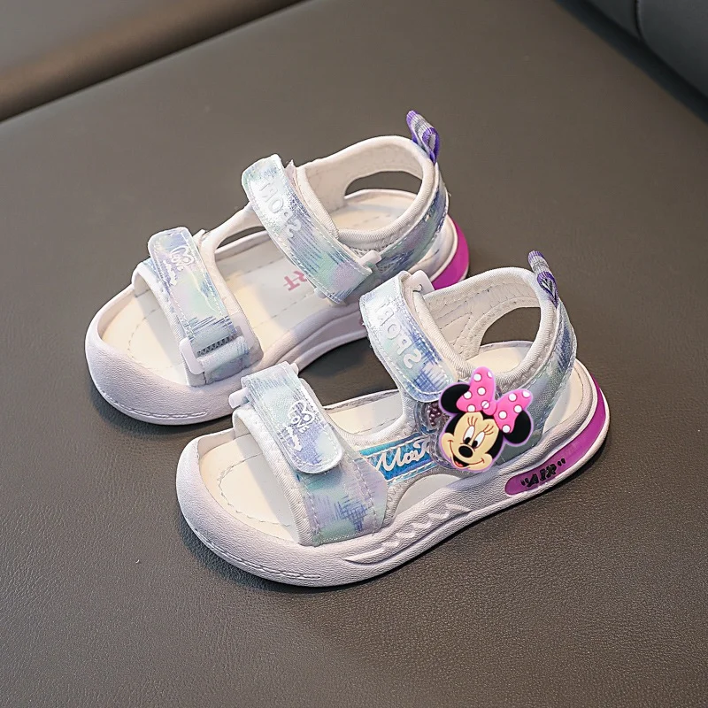 Meninas baotou sandálias mickey mouse nova moda princesa sola macia dos desenhos animados crianças sapatos de praia disney bebê da criança sapatos
