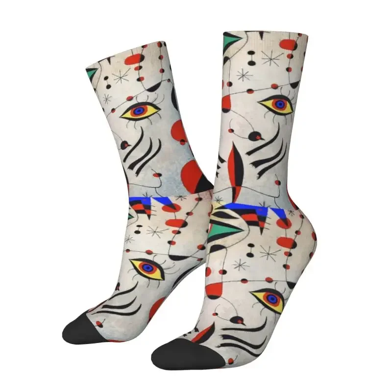 Cool Men's Famous Joan Miro Art Dress Socks Unisex Warm Breathbale 3D Print Ciphers and Constellations Crew Socks