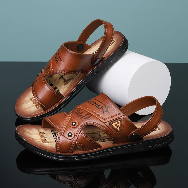 

Новые мужские сандалии, дышащие двусторонние слипоны, противоскользящая, водонепроницаемая и износостойкая пляжная обувь, летние сандалии