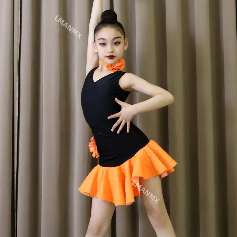 Latin Dance 2025 Autumn/Winter New Girls' Practice Dress Set with Advanced Performance Skirt