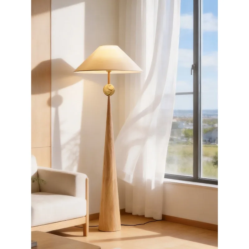 Natural Nordic Modern Solid Wood Floor Lamp Ambient LED Light Living Room Sofa Bedroom Bedside Home