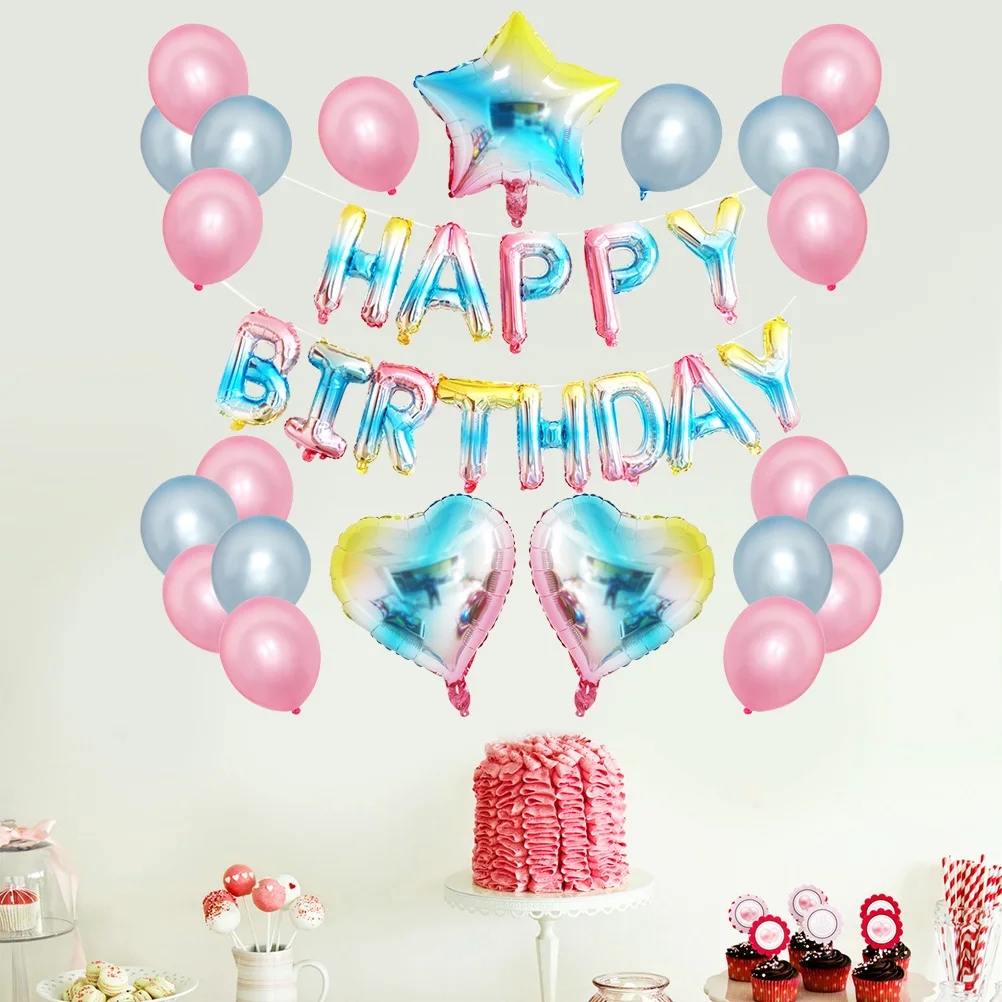 

Birthday Balloon Set Latex Foil Decorations Gradient Party Banners Happy Celebrations Wall Entrance Fireplace Table Decor