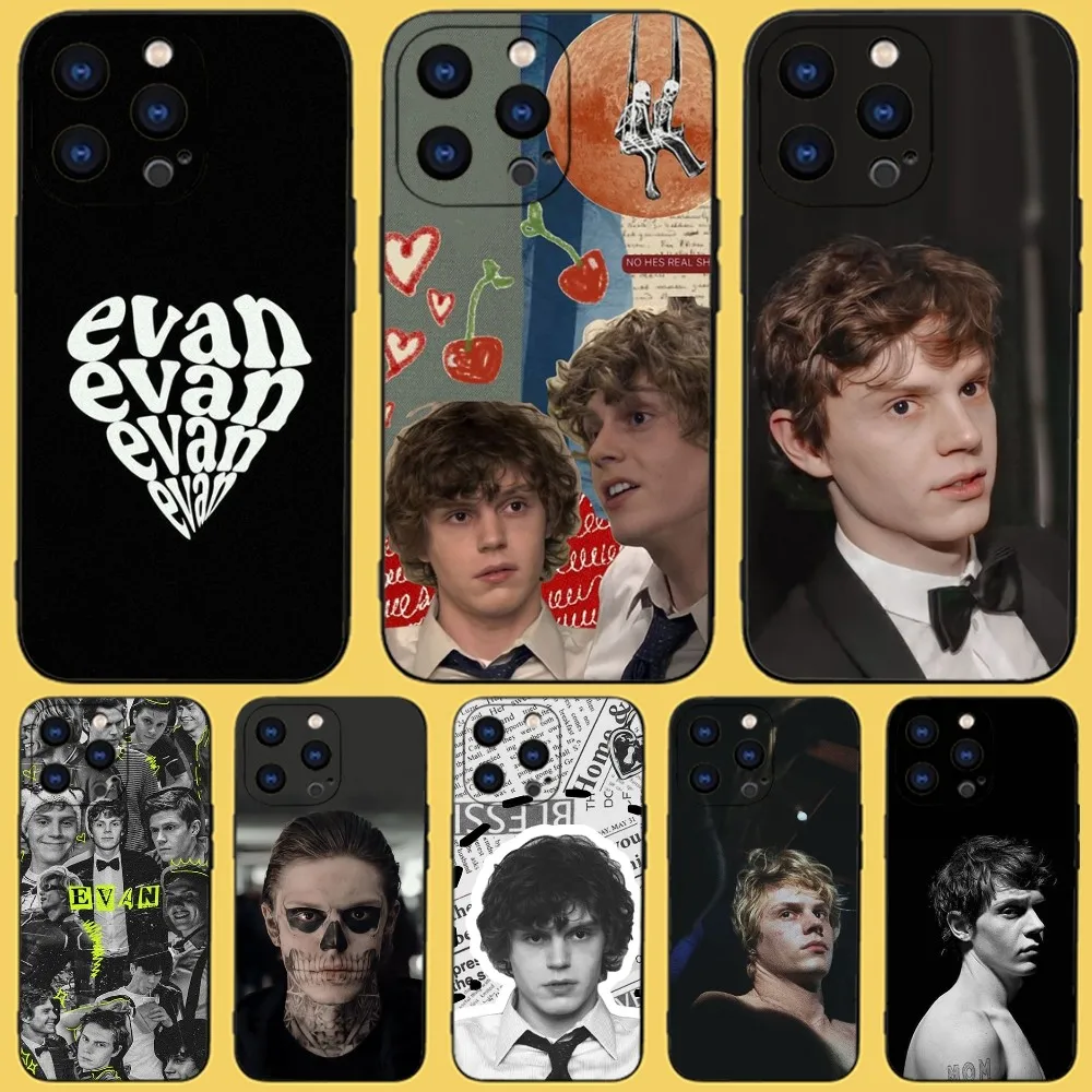 E-Evan Peters Phone Case For iPhone 15,14,13,12,11 Plus,Pro,Max,XR,XS,X,7,8 Plus,SE,Mini Black Silicone Soft