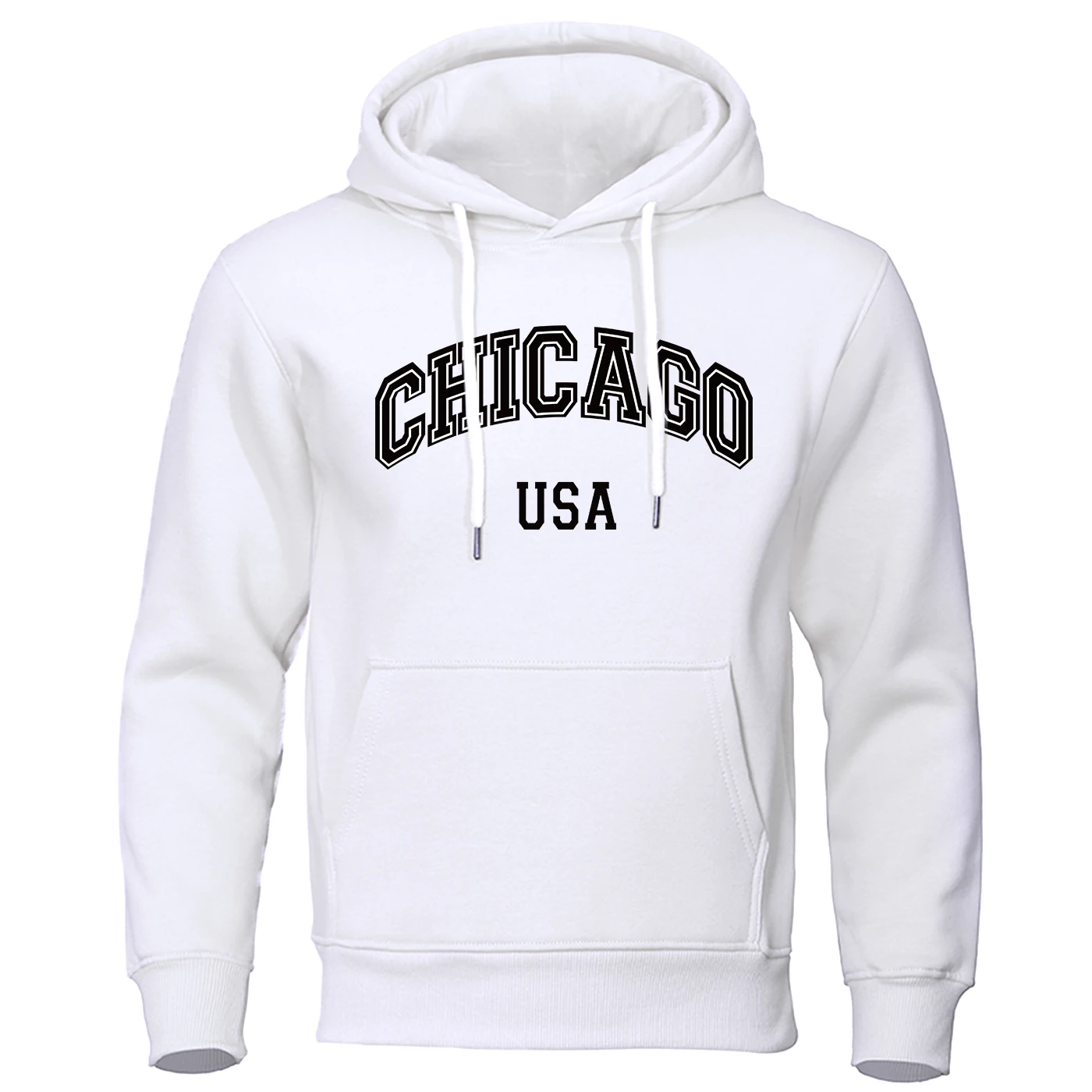 

Chicago Usa Letter Printing Hooded Men Hip Hop Warm Comfortable Sweatshirt Autumn Oversize O-Neck Hoodie Fashion Casual Clothes