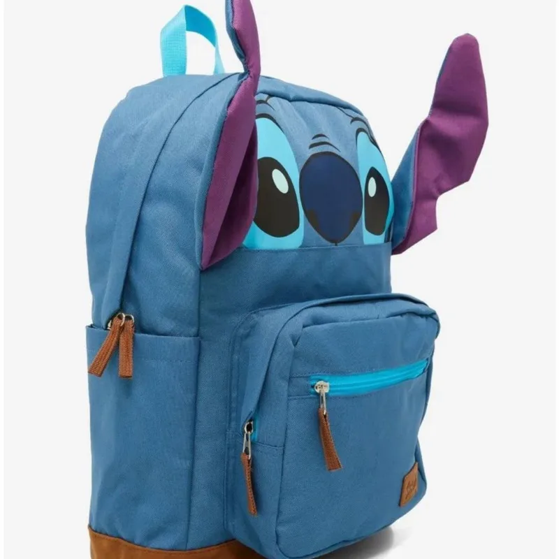 Miniso Disney Stitch Kawaii Backpack Back To School Preppy Style Anime Bag Double Zipper Cute Kids Backpack Casual Bag Girl Gift