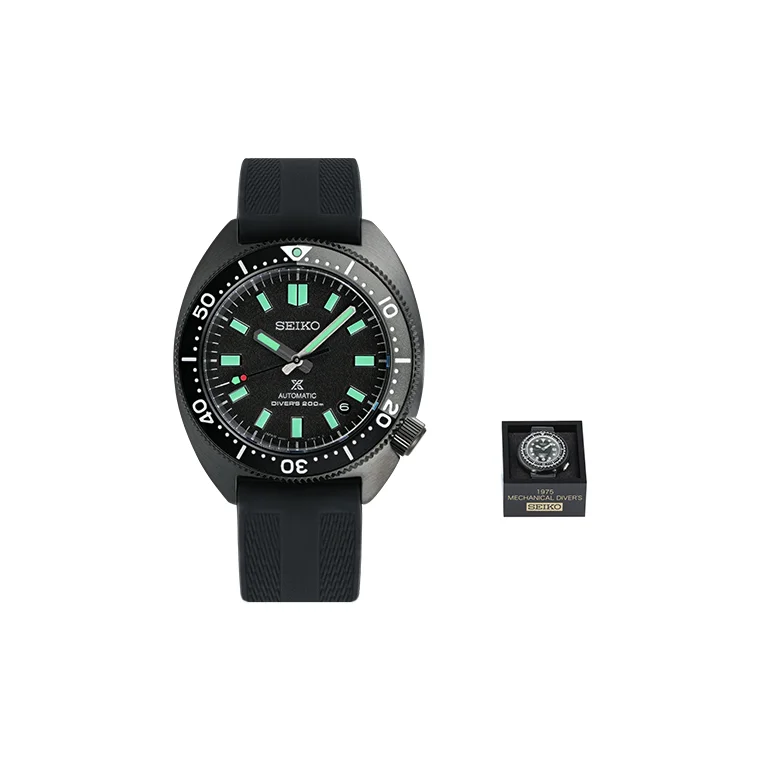 SEIKO Prospe Collection Automatic Mechanical Movement Silicone Strap Watch Men's Watches Black Dial SPB335J1