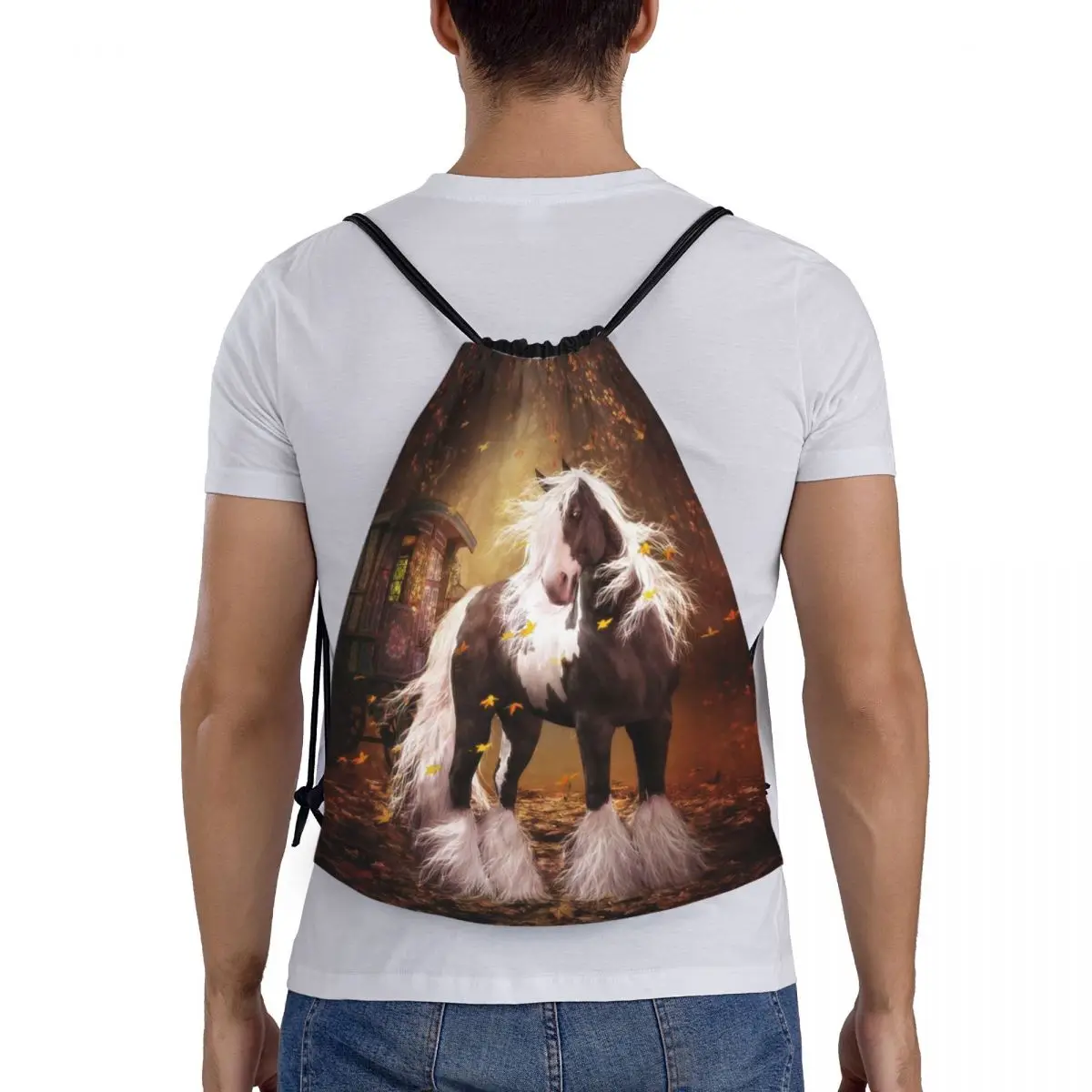Mochilas de Humor para amantes de los animales galopantes, paquete con cordón, bolsa de bolsillo para artículos diversos, bolsas para libros para hombre y mujer