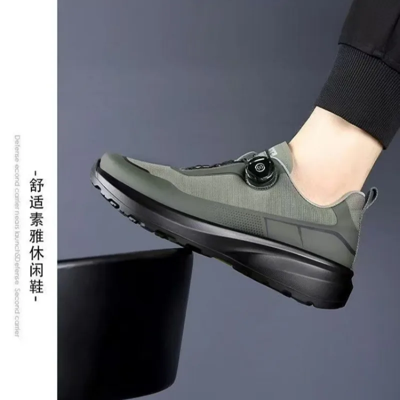 Casual Walking Outdoor Wear-resistant Running Sports Shoes Plus Original New Men Rotating-button Driving Sneakers Platform