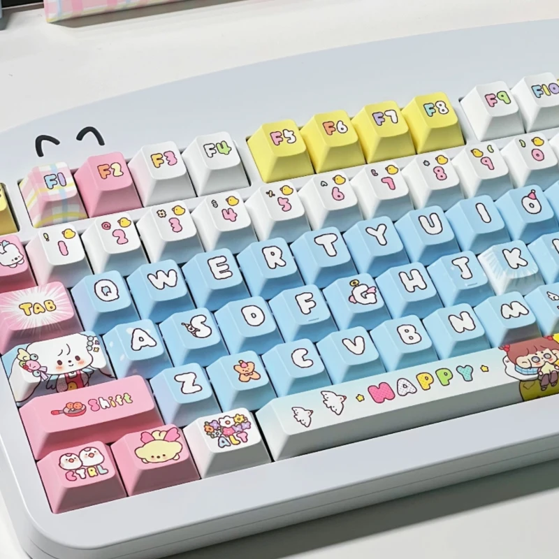 Angel Theme Keycaps Custom Cute Cartoon Anime Keycap PBT Cherry Profile Point Key Cap for Gaming Ainy75 Vgn Wooting Keyboard