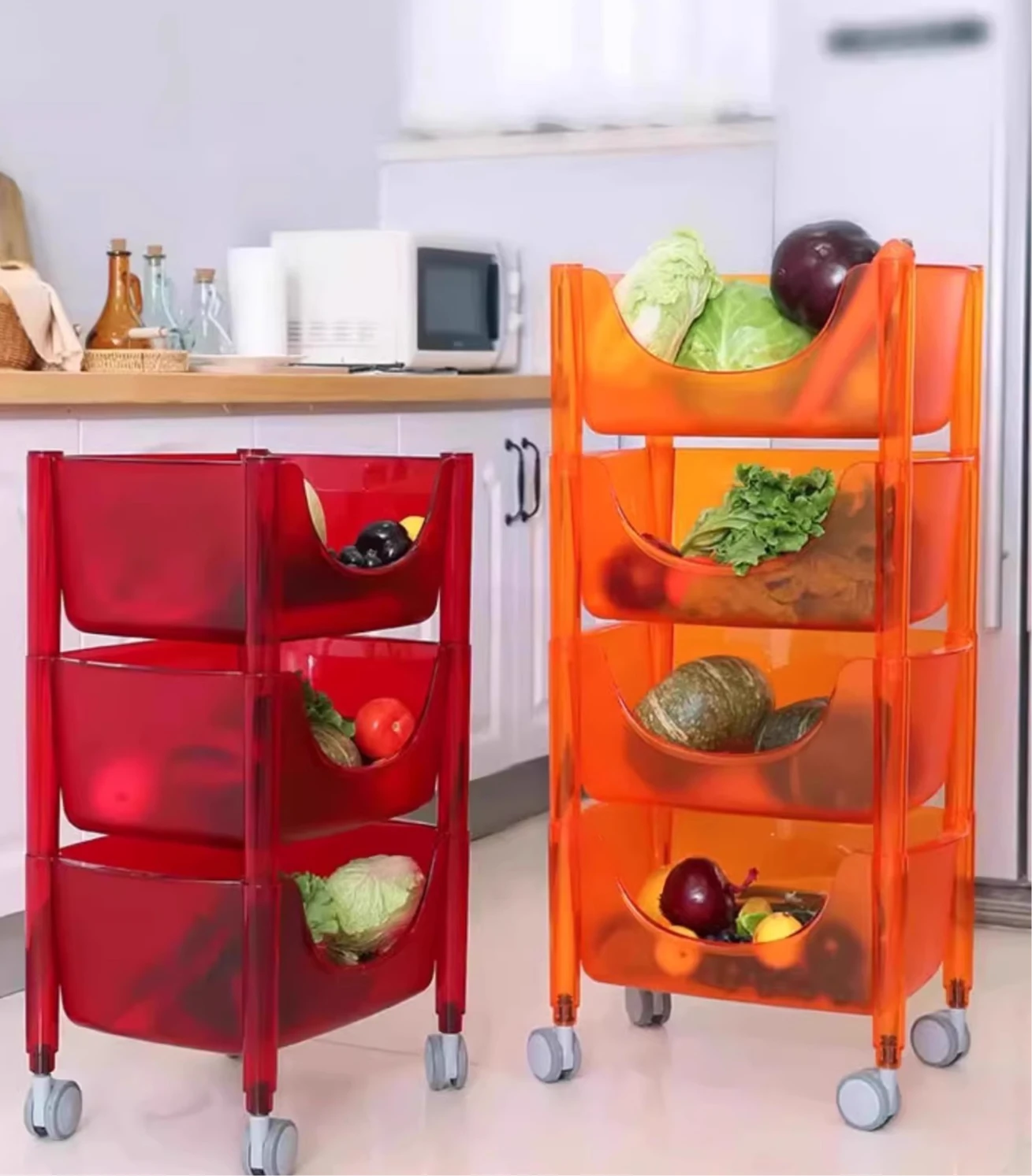 Rak dapur Rak penyimpanan troli multi-lapis multi-lapis dari lantai ke langit-langit