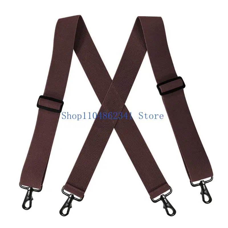 5asd Men's Work Brace with 4 Metal Clip Comfortable Brace Adjustable X Shaped Suspenders Strap for Daily Formal Trousers