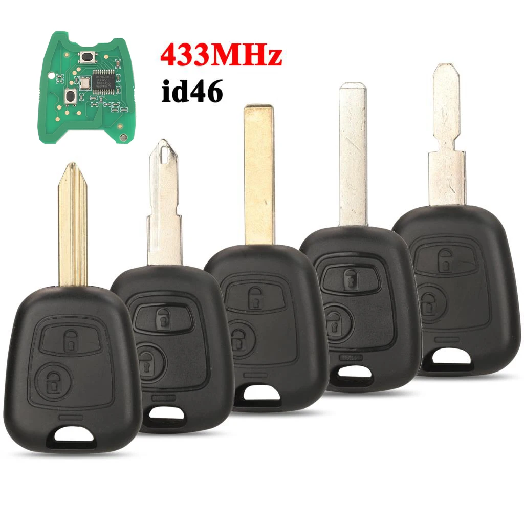 

jingyuqin 433MHz ID46 Chip Remote Key Auto For Peugeot 106 107 307 206 207 306 For Citroen C2 C1 C3 C4 SX9 NE72 Va2 2 Buttons