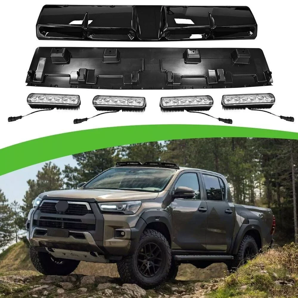 Front Spoiler Lamp Model Roof Top Light Bar with LED DRL Fits For 2015-2024 2025 Toyota Hilux Revo Rocco