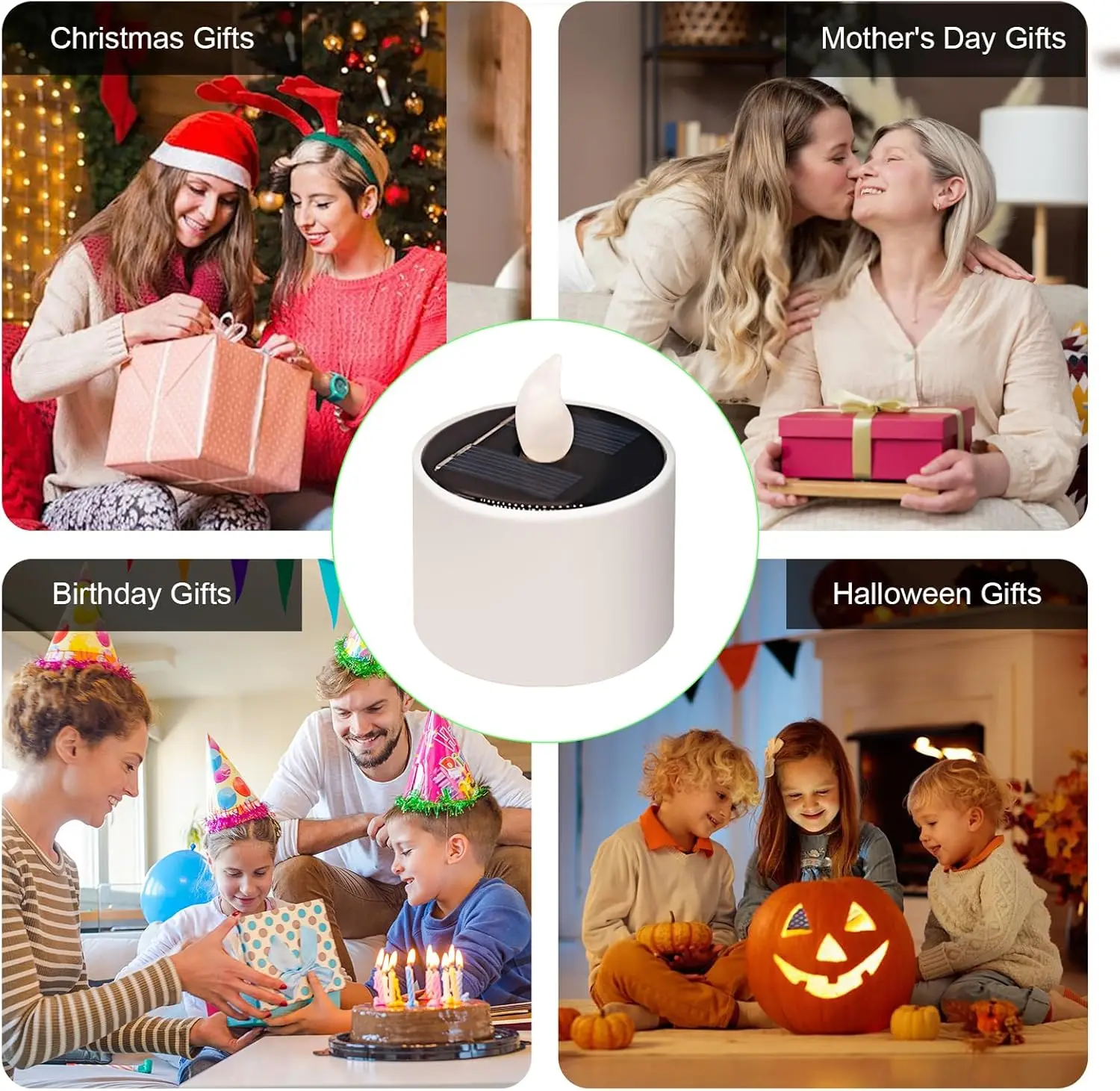 

Solar Tea Light Outdoor Waterproof -12 Pieces Set Flameless Flicker Solar Candle Reusable LED Tea Light Candle Yellow