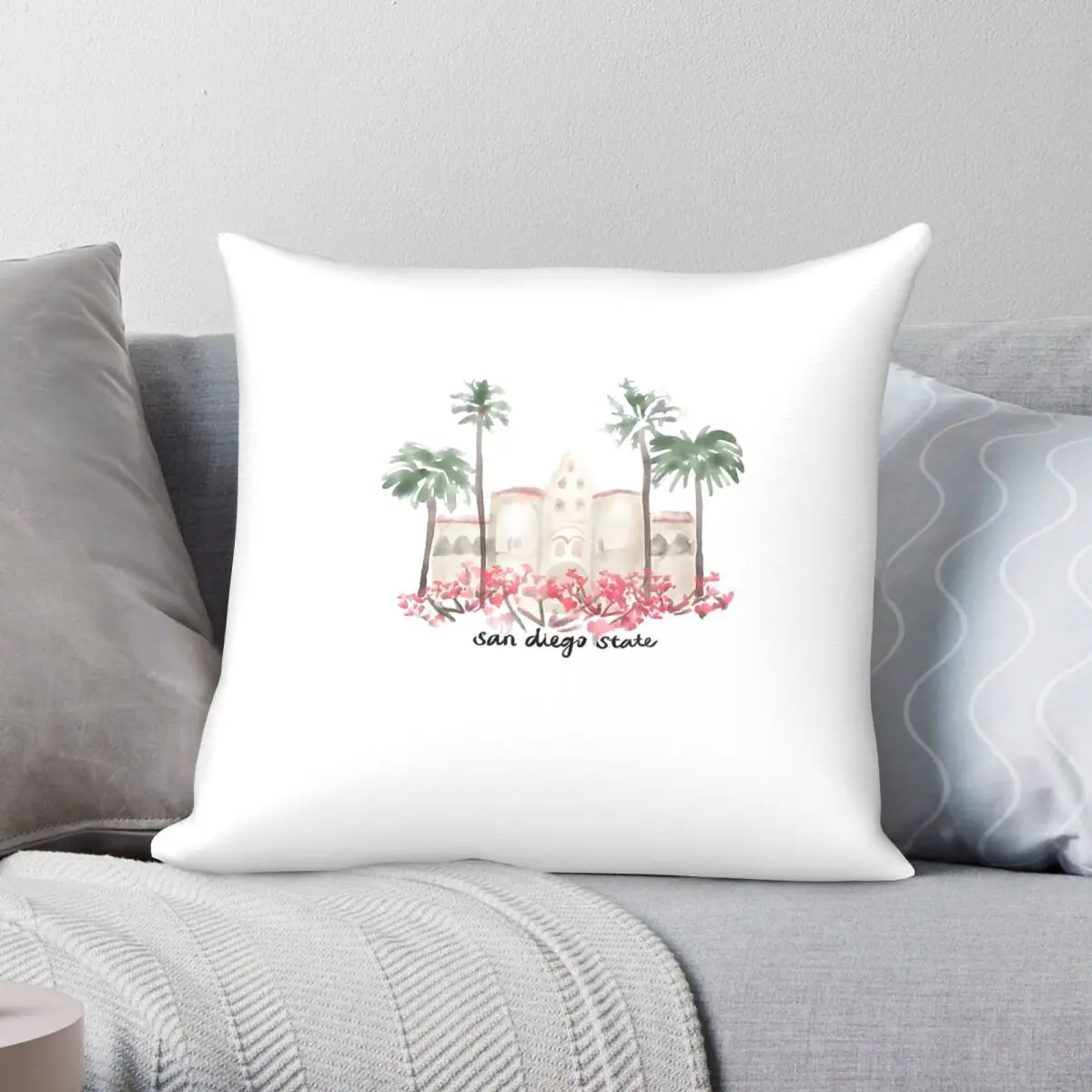 San Diego State University Pillowcase Polyester Linen Velvet Printed Zip Decorative Throw Pillow Case Home Cushion Cover 45x45