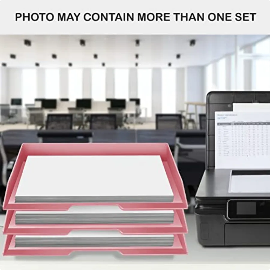 Штабелируемый лоток для писем Acrimet, пластиковый настольный органайзер для файлов с односторонней загрузкой, однотонный розовый цвет (1 шт.)