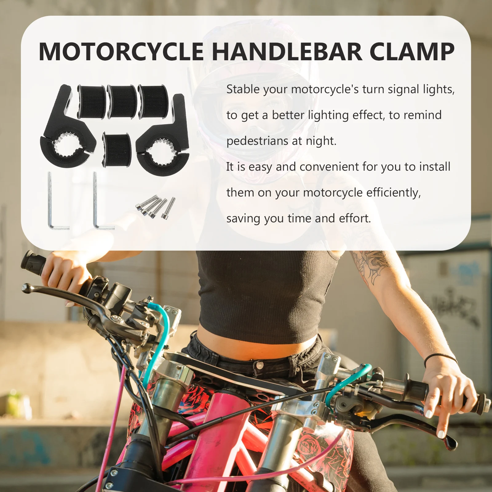 

1 set Aluminum Motorcycle Handlebar Clamp Turn Signal Mounting Bracket Shockproof Corrosion Resistant Motorbike Lamp Holder For