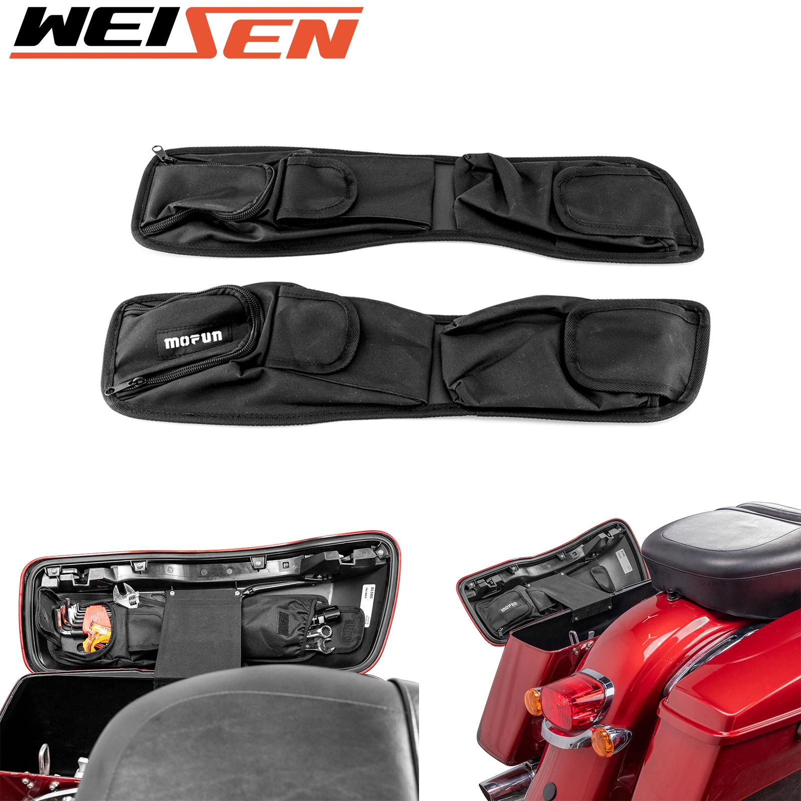 

Motorcycle Left & Right Side Motorcycle Saddlebag Lid Organizer Storage Bags Saddle for 2014-2024 Harley Touring ELECTRA GLIDE