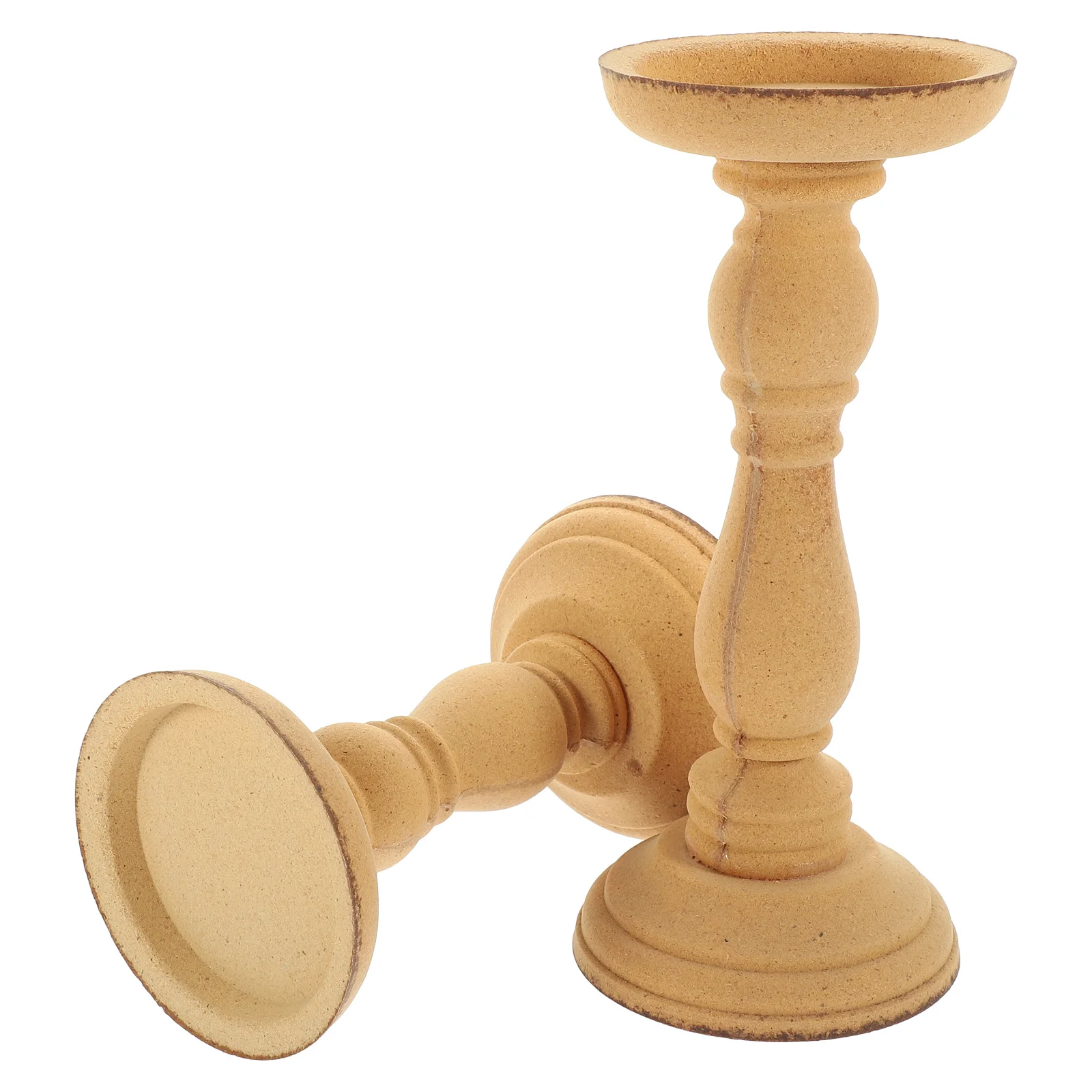 Soportes de madera de columna romana, candelabro de Pilar rústico para decoración del hogar, soporte decorativo para luz de té, centros de mesa, 2 uds.
